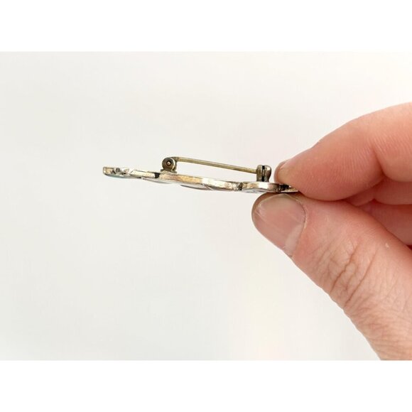 Multistone Vintage Southwest Native American Owl Figural Sterling Silver Brooch - Picture 8 of 9